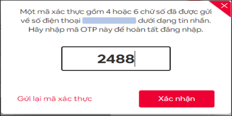 Nhập mã xác nhận, hoàn tất đăng ký tài khoản